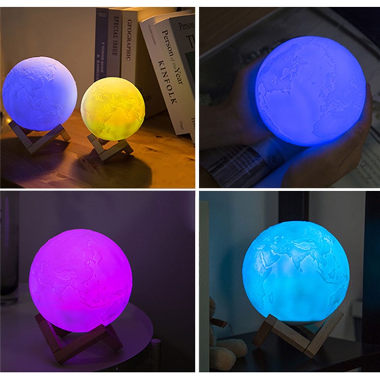 YOUOKLIGHT YK2317 15cm Touch Control and Adjustable Brightness 7 Colors Earth LED Night Lamp with Wood Stand-11
