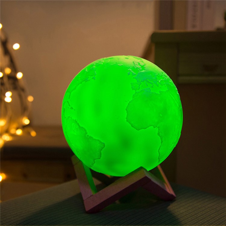 YOUOKLIGHT YK2317 15cm Touch Control and Adjustable Brightness 7 Colors Earth LED Night Lamp with Wood Stand-13