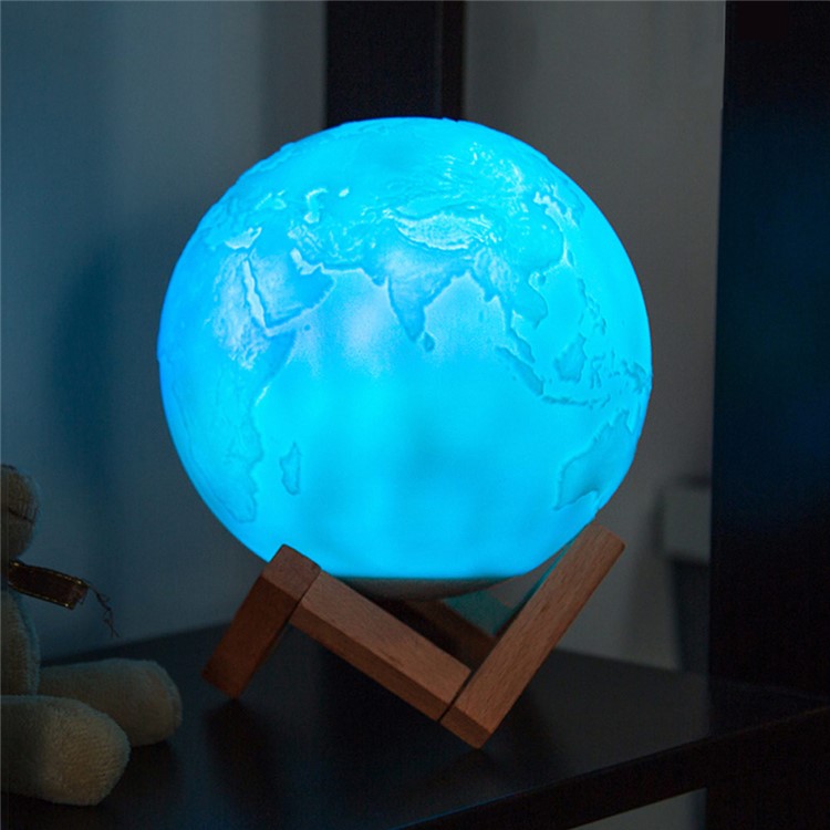 YOUOKLIGHT YK2317 15cm Touch Control and Adjustable Brightness 7 Colors Earth LED Night Lamp with Wood Stand-14