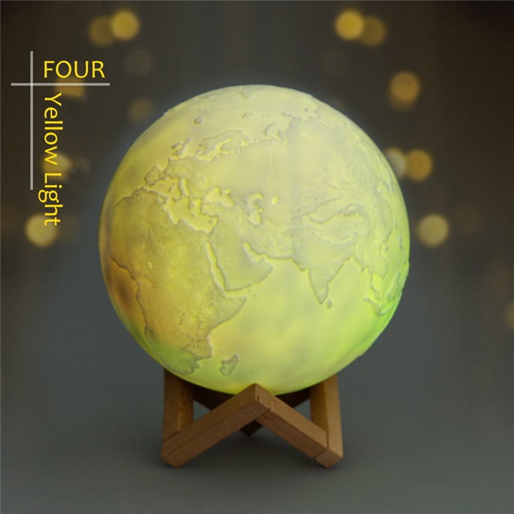 YOUOKLIGHT YK2317 15cm Touch Control and Adjustable Brightness 7 Colors Earth LED Night Lamp with Wood Stand-18