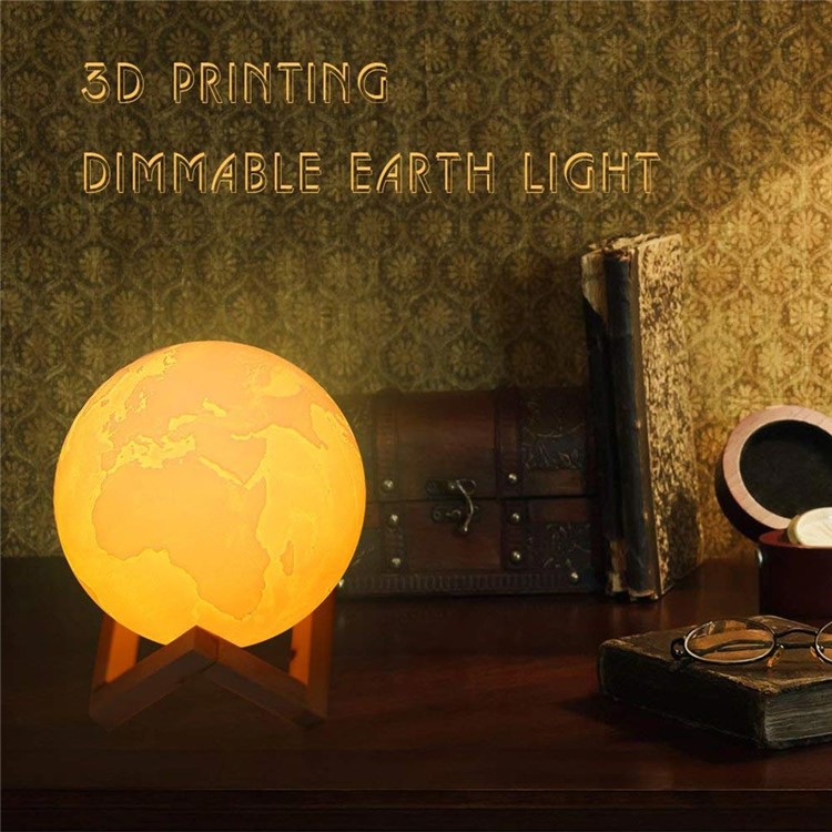 YOUOKLIGHT YK2317 15cm Touch Control and Adjustable Brightness 7 Colors Earth LED Night Lamp with Wood Stand-5