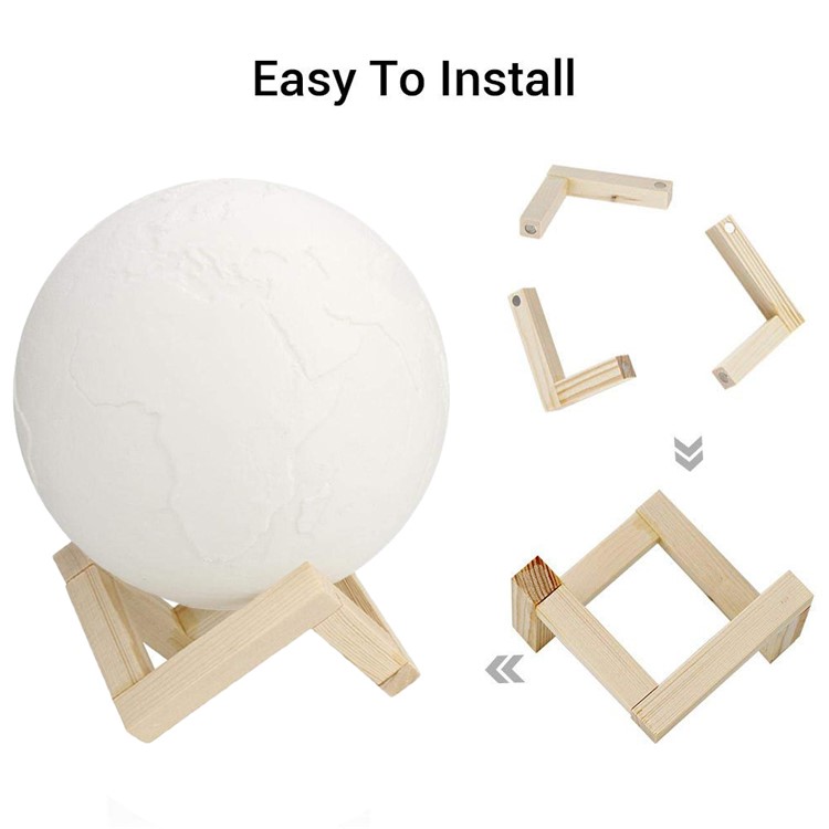 YOUOKLIGHT YK2317 15cm Touch Control and Adjustable Brightness 7 Colors Earth LED Night Lamp with Wood Stand-6