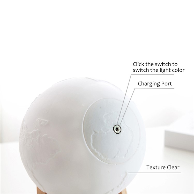 YOUOKLIGHT YK2317 15cm Touch Control and Adjustable Brightness 7 Colors Earth LED Night Lamp with Wood Stand-7