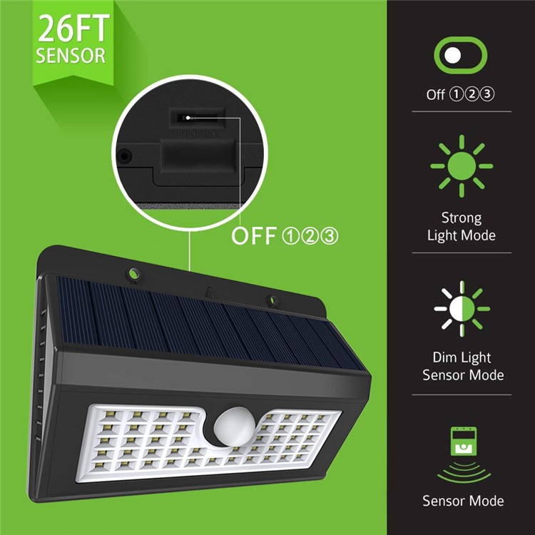 YOUOKLIGHT YK6407 IP65 Waterproof Solar Light PIR Motion Sensor Wall Lamp - White Light-7