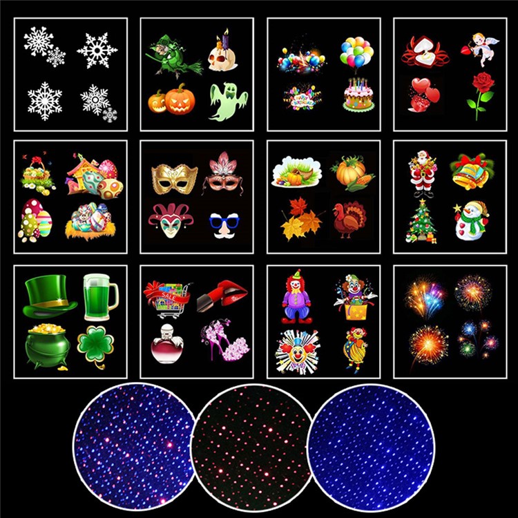 YOUOKLIGHT YK2320-EU 12 Cards LED Lawn Lamps Laser Spots Projector Holiday Party Lights - EU Plug-7