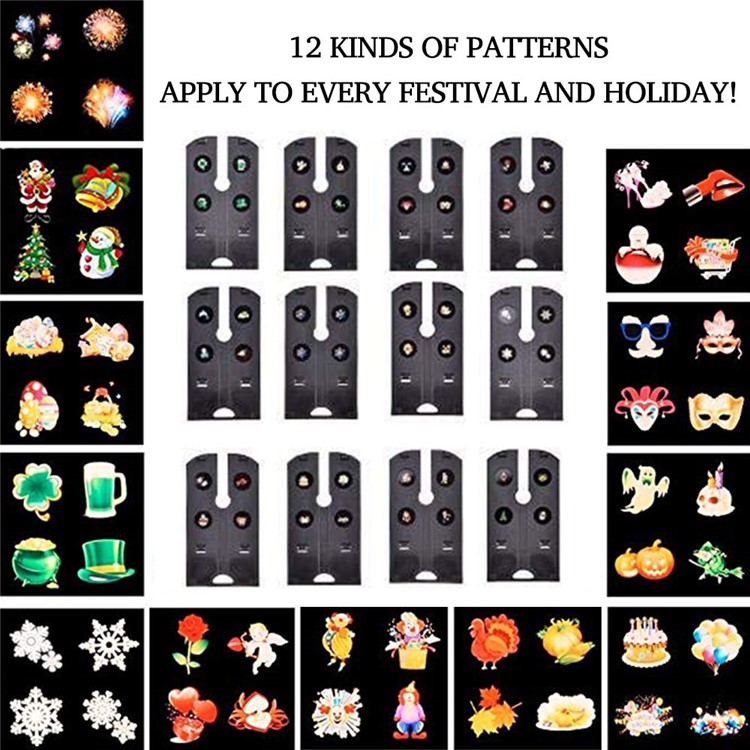 YOUOKLIGHT YK2320-EU 12 Cards LED Lawn Lamps Laser Spots Projector Holiday Party Lights - EU Plug-8