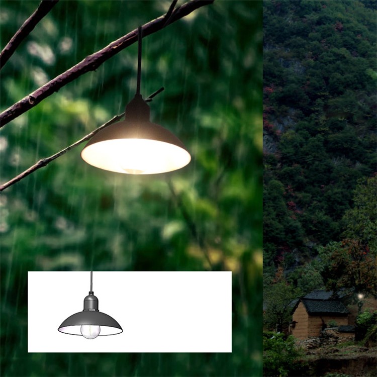 DS-9428 Solar Powered Smart Discharge Hanging Pendant Light with Stainless Steel Arc Lampshade-3