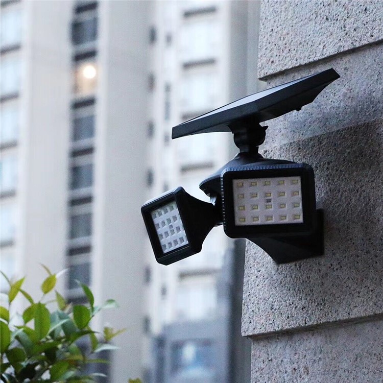 YH0508 Dual Head Solar Powered Motion Sensor Wall Light 600LM Waterproof Outdoor Lawn Lamp-7
