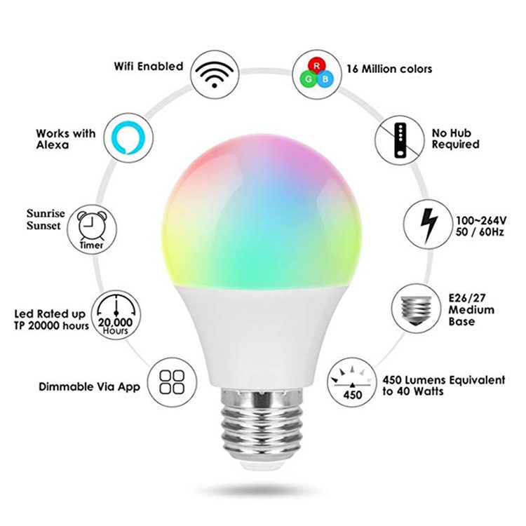YOUOKLIGHT YK0074 LED Bluetooth Smart Bulb 4.5W E27 RGBW Color Changing LED Bluetooth 4.0 Smart Light Bulb-6