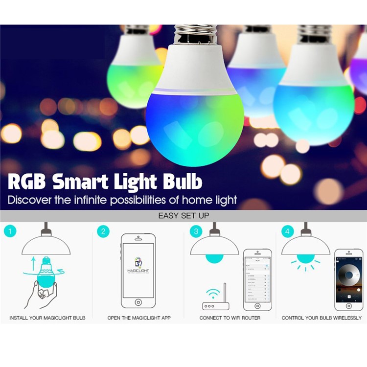 YOUOKLIGHT YK0074 LED Bluetooth Smart Bulb 4.5W E27 RGBW Color Changing LED Bluetooth 4.0 Smart Light Bulb-8