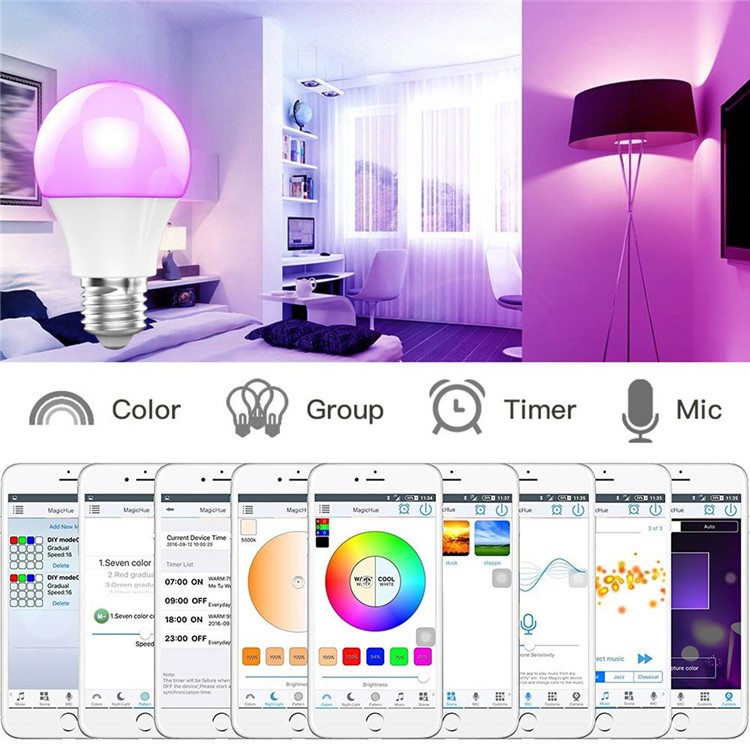 YOUOKLIGHT YK0074 LED Bluetooth Smart Bulb 4.5W E27 RGBW Color Changing LED Bluetooth 4.0 Smart Light Bulb-9