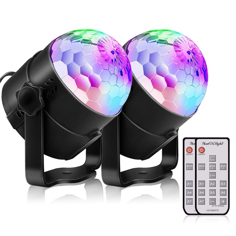 2PCS/Set YOUOKLIGHT Sound Disco Lights Party Lighting Disco Ball Speaker Strobe Rotating Lamp with Remote Control - EU Plug-2