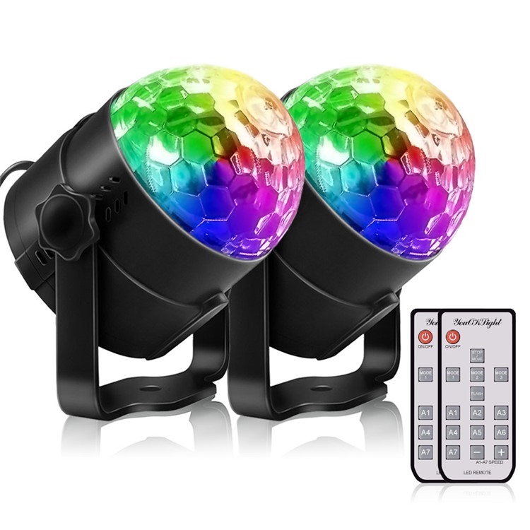 2PCS/Set YOUOKLIGHT Sound Disco Lights Party Lighting Disco Ball Speaker Strobe Rotating Lamp with Remote Control - EU Plug-3