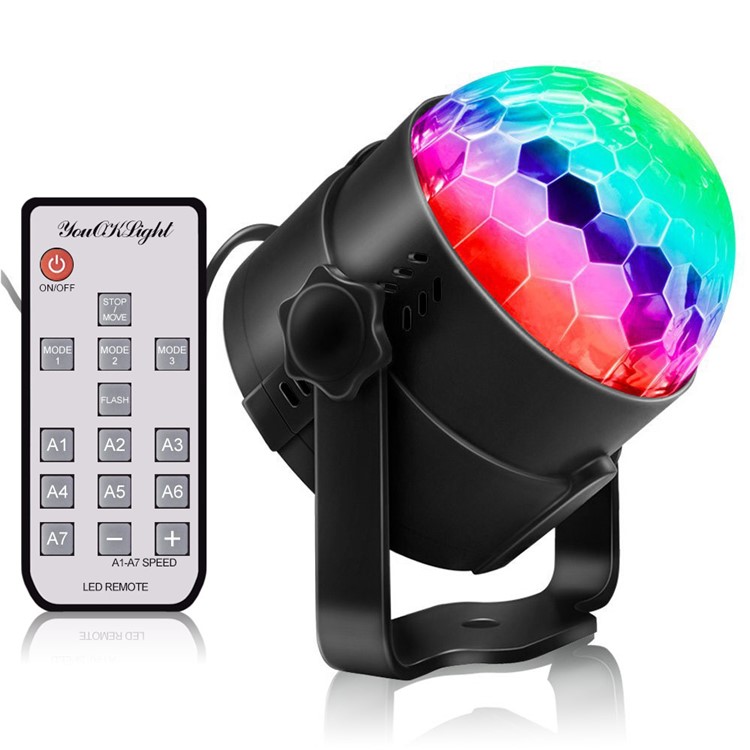 2PCS/Set YOUOKLIGHT Sound Disco Lights Party Lighting Disco Ball Speaker Strobe Rotating Lamp with Remote Control - EU Plug-4
