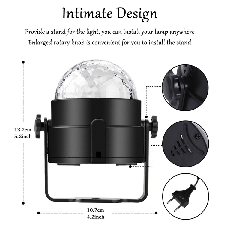 2PCS/Set YOUOKLIGHT Sound Disco Lights Party Lighting Disco Ball Speaker Strobe Rotating Lamp with Remote Control - EU Plug-7