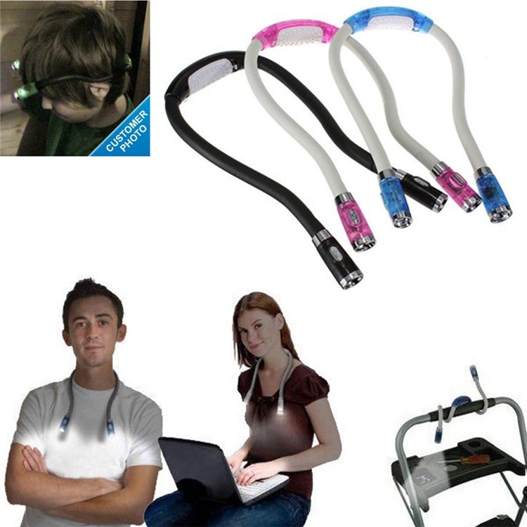 Neck Book Light LED Leselampe Hände Frei 3 Einstellbare Helligkeit Licht Zum Lesen - Schwarz-4