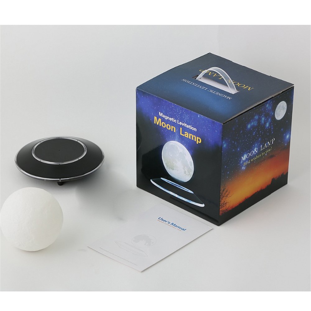 3D-Druckmagnetische Schwimmende Levitation Mondlampe LED Nachtlicht Geschenk Wireless Netzteil - EU-Stecker-12