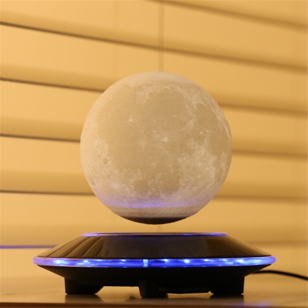 3D-Druckmagnetische Schwimmende Levitation Mondlampe LED Nachtlicht Geschenk Wireless Netzteil - EU-Stecker-2