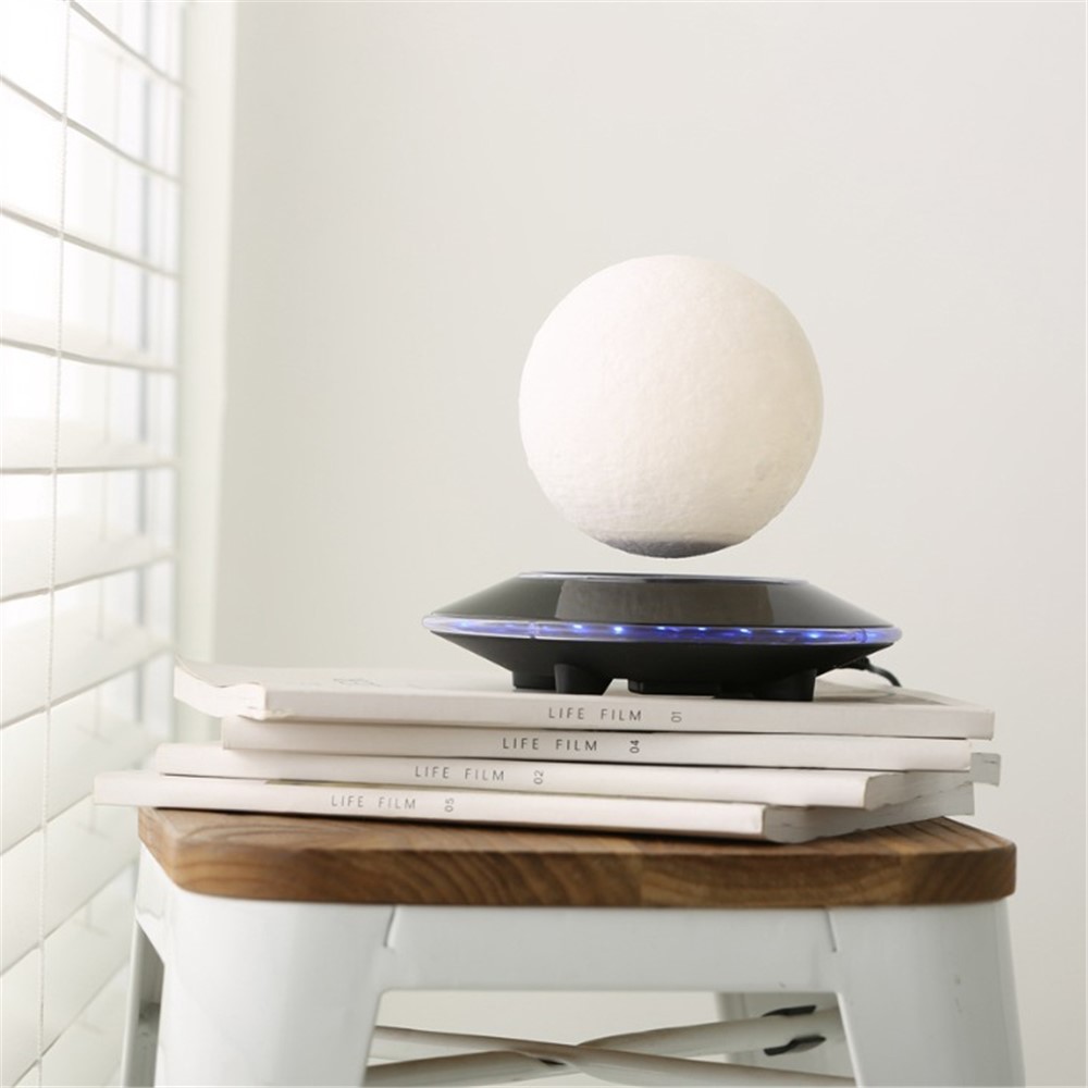 3D-Druckmagnetische Schwimmende Levitation Mondlampe LED Nachtlicht Geschenk Wireless Netzteil - EU-Stecker-9