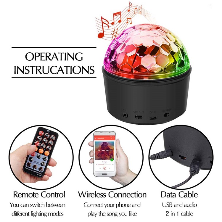 YOUOKLIGHT K23279 Bluetooth Play Music 9-Color LED Magic Ball Stage Light-17