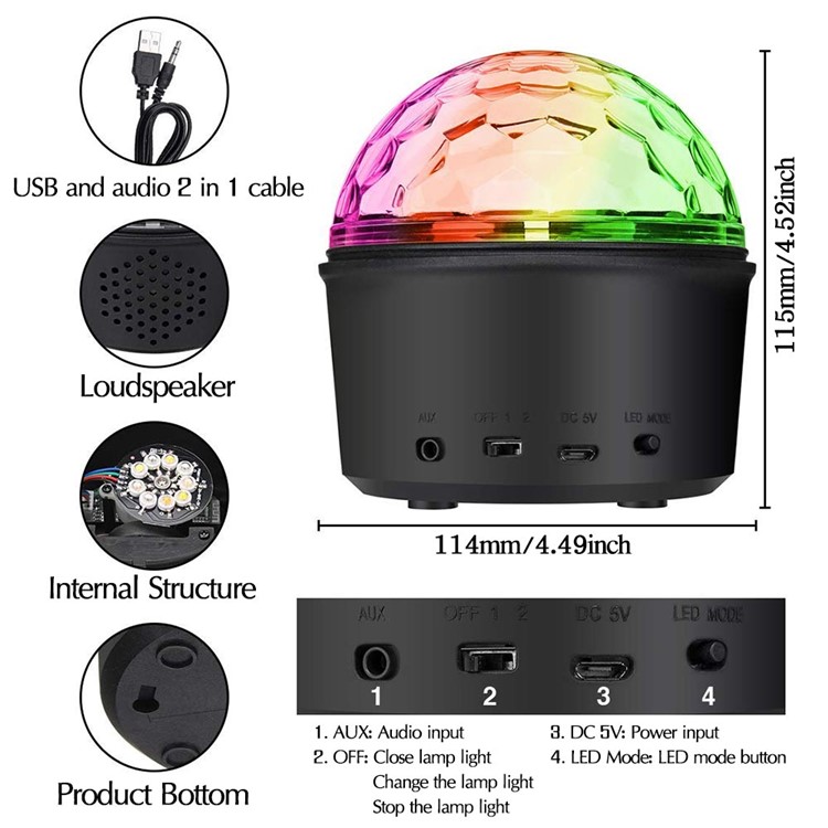 YOUOKLIGHT K23279 Bluetooth Play Music 9-Color LED Magic Ball Stage Light-9