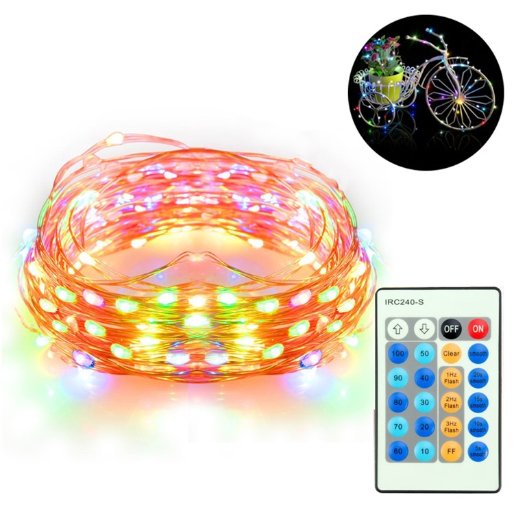 10M 100-LED de quatro cores Dimmable luzes LED String Luzes de cobre do fio com controle remoto IR - US Plug-1