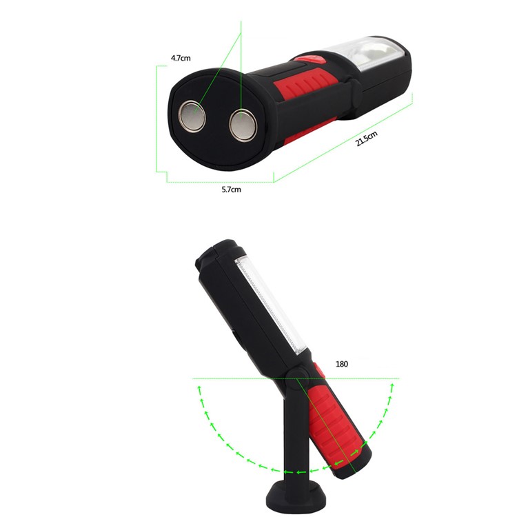 2Pcs COB LED Magnetic Stand Hook Car Inspection Work Lights Outdoor Flashlights-2