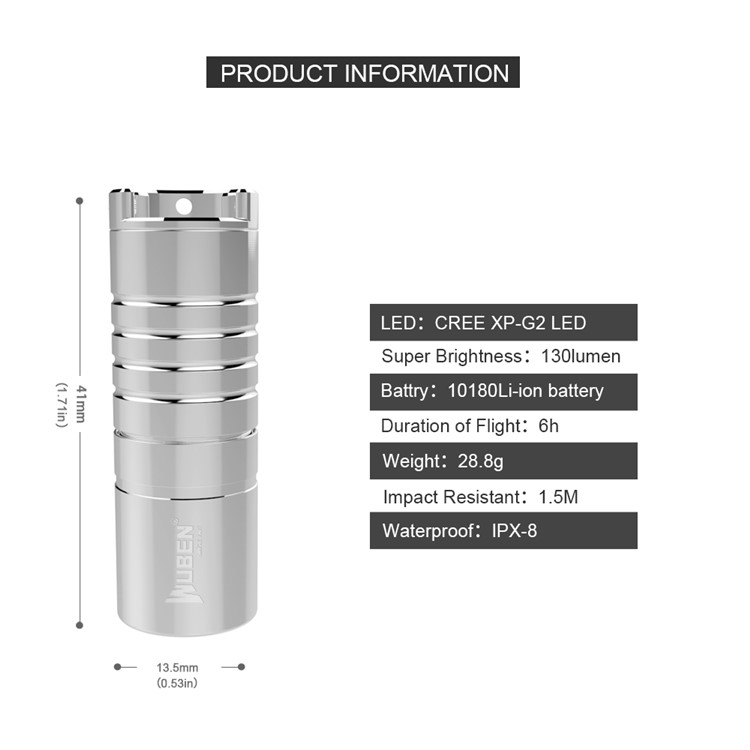 WUBEN G339 Mini Stainless Steel Rechargeable LED Necklace Flashlight-3