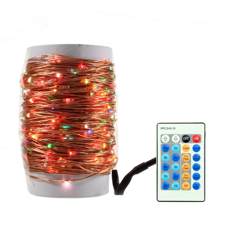 Dimmable 7-color LED String Lights 100-LED 10m with Remote Controller - US Plug-2