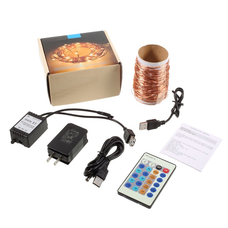Dimmable 7-color LED String Lights 100-LED 10m with Remote Controller - US Plug-5