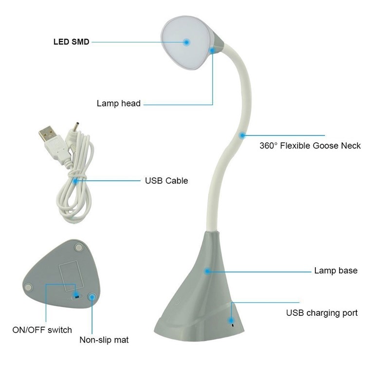 Portable Dimmable LED Desk Reading Lamp Adjustable Goose Neck Light-4