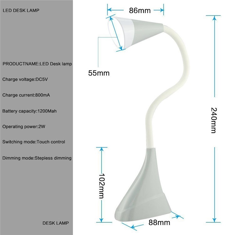 Portable Dimmable LED Desk Reading Lamp Adjustable Goose Neck Light-6