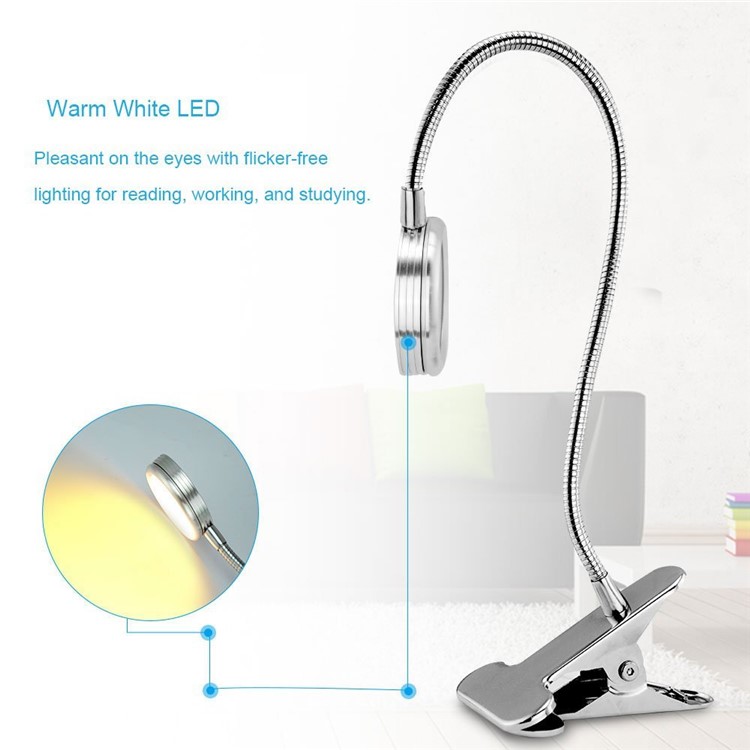 Clip-on Dimmable LED Desktop Lamp Reading Light - Warm White-2