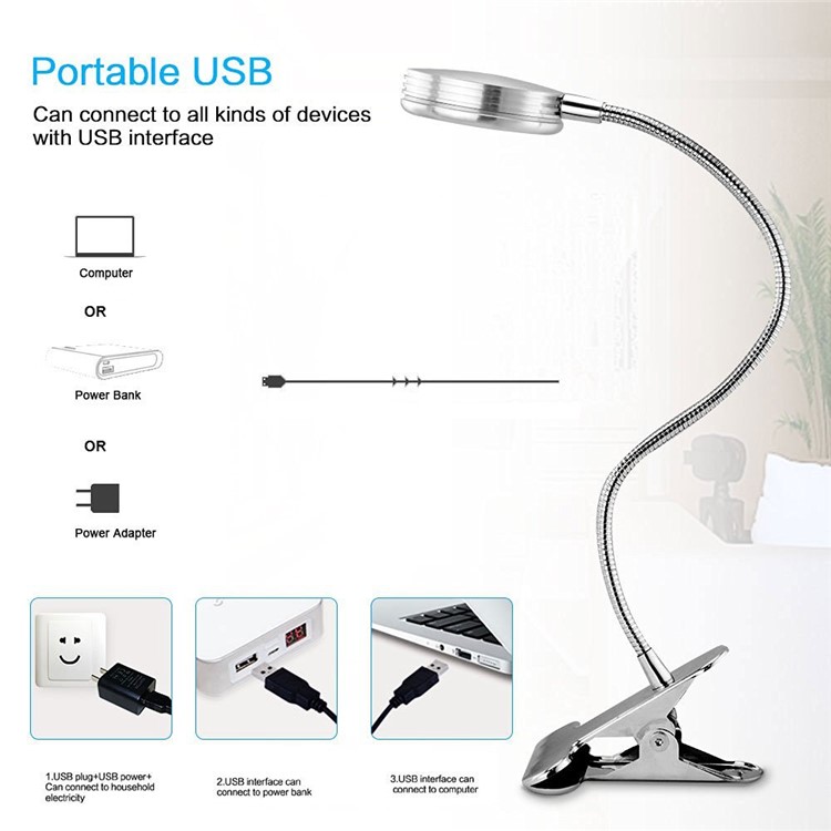Clip-on Dimmable LED Desktop Lamp Reading Light - Warm White-3