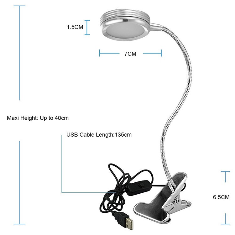 Clip-on Dimmable LED Desktop Lamp Reading Light - Warm White-5