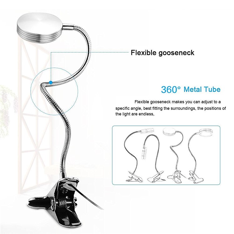 Clip-on Dimmable LED Desktop Lamp Reading Light - Warm White-8