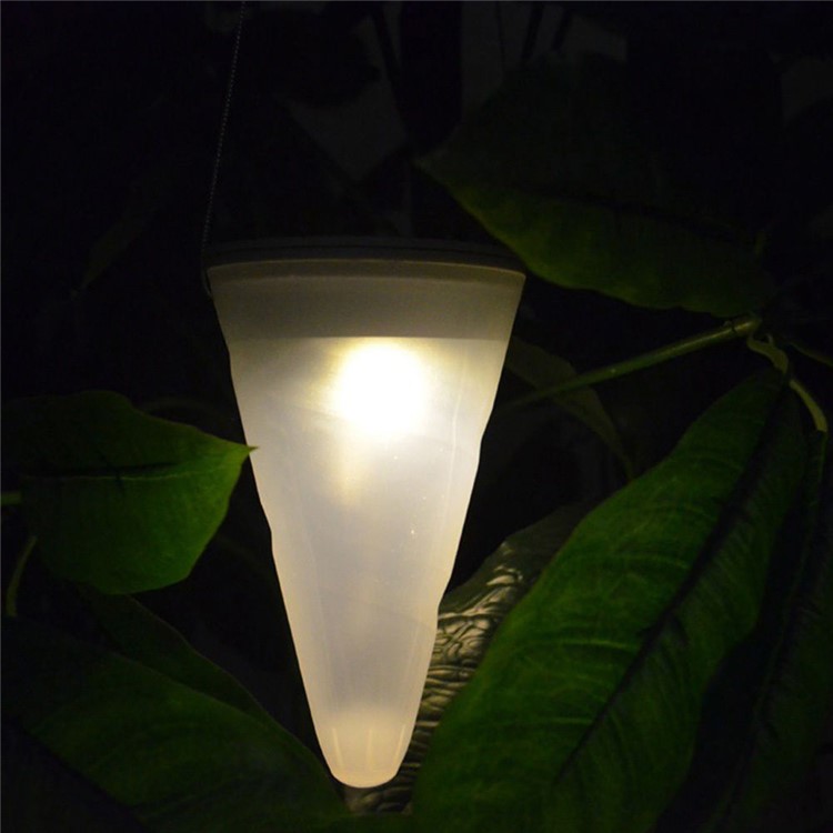 SUNOTING 2Pcs Solar Powered Cone Tree Hanging Light Lawn Table Lamp (White + Warm White)-6
