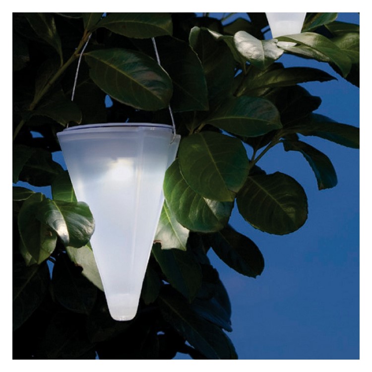2Pcs SUNOTING Solar Powered Cone Hanging Light Lawn Table Lamp Christmas Decoration - White-1