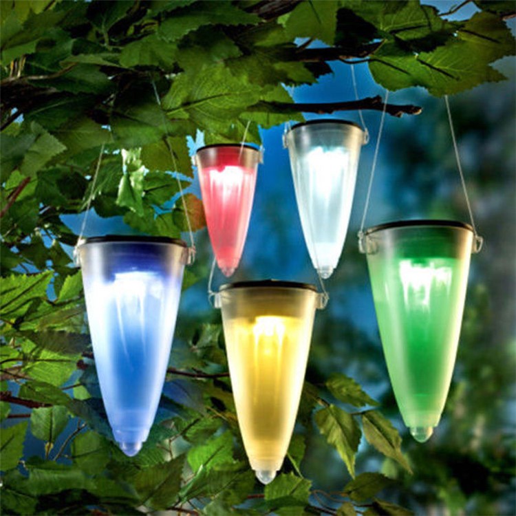 4Pcs SUNOTING Solar LED Cone Tree Hanging Lamp Pathway Lawn LED Patio Light - Multi-color-1