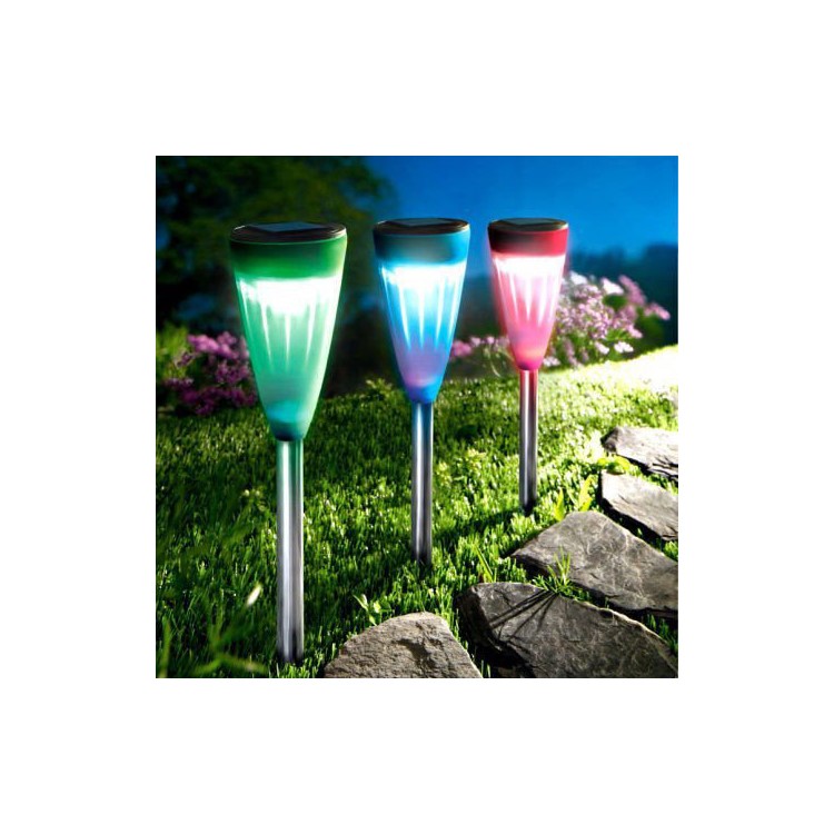 4Pcs SUNOTING Solar LED Cone Tree Hanging Lamp Pathway Lawn LED Patio Light - Multi-color-4