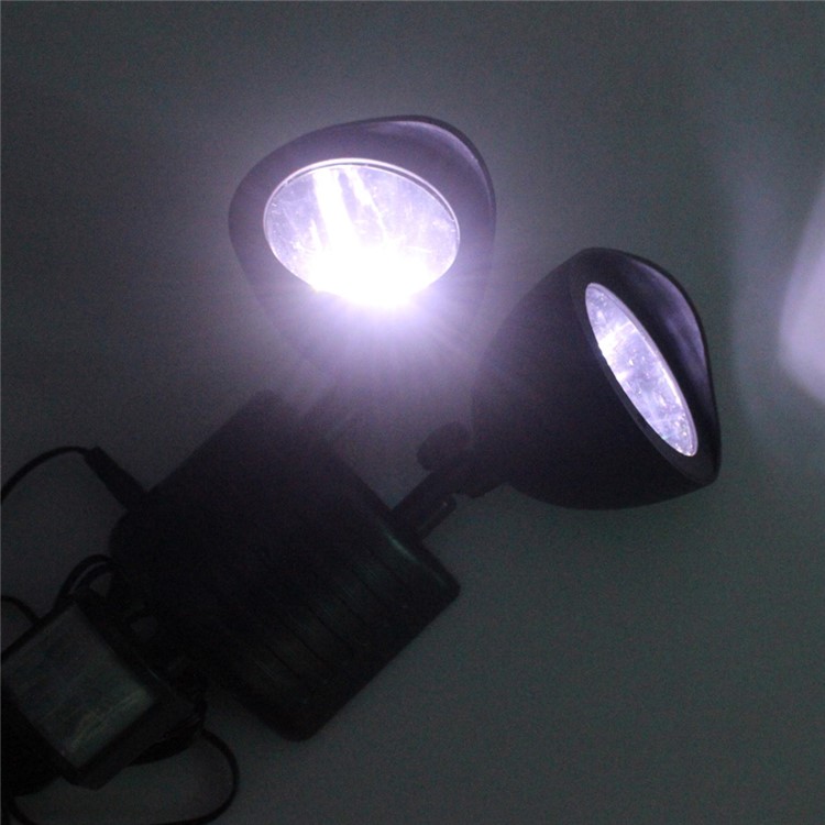 Dual Head 22 LED Solar Powered Motion Sensor PIR Security Light A56 - Black-11