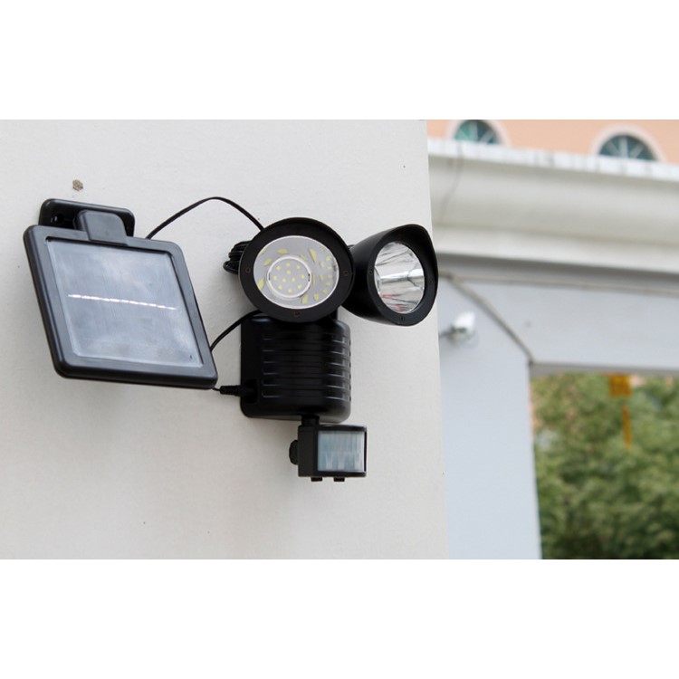 Dual Head 22 LED Solar Powered Motion Sensor PIR Security Light A56 - Black-14