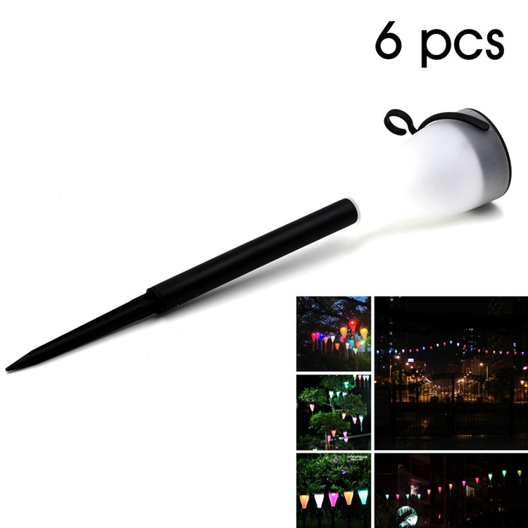 JINDIAN 6Pcs/Set Solar Powered Multi-purpose RGBW LED Lawn Light - Black-1