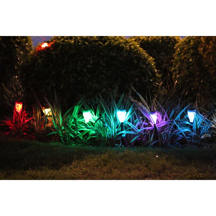 JINDIAN 6Pcs/Set Solar Powered Multi-purpose RGBW LED Lawn Light - Black-11