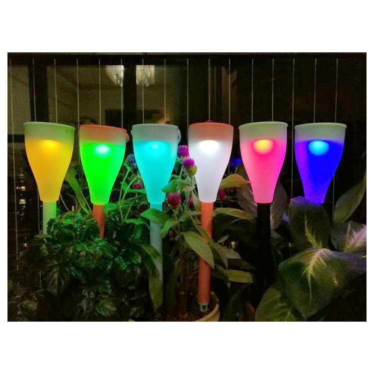 JINDIAN 6Pcs/Set Solar Powered Multi-purpose RGBW LED Lawn Light - Black-15