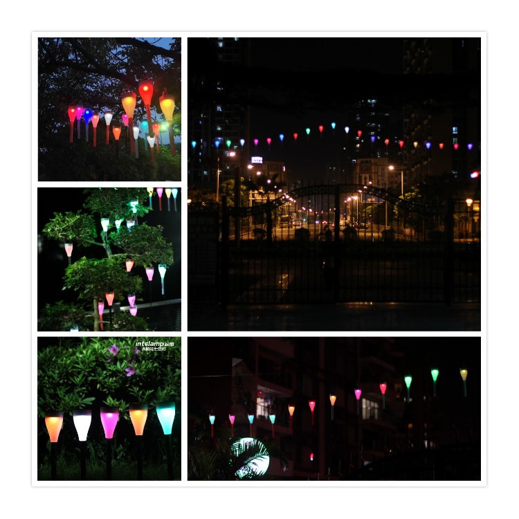 JINDIAN 6Pcs/Set Solar Powered Multi-purpose RGBW LED Lawn Light - Black-18