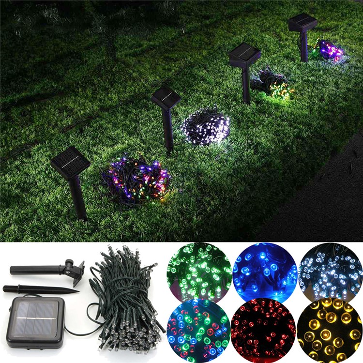 12M 100-LED String Lights Solar Lights for Christmas Tree Wedding Holiday Celebration - Colorful-1