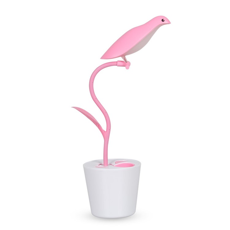 Bird Shape Rechargeable Dimmable LED USB Table Desk Lamp Light - Pink-2