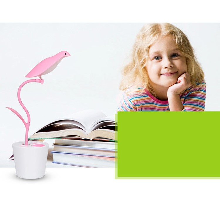 Bird Shape Rechargeable Dimmable LED USB Table Desk Lamp Light - Pink-3
