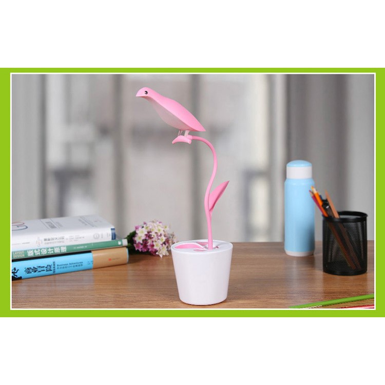 Bird Shape Rechargeable Dimmable LED USB Table Desk Lamp Light - Pink-4